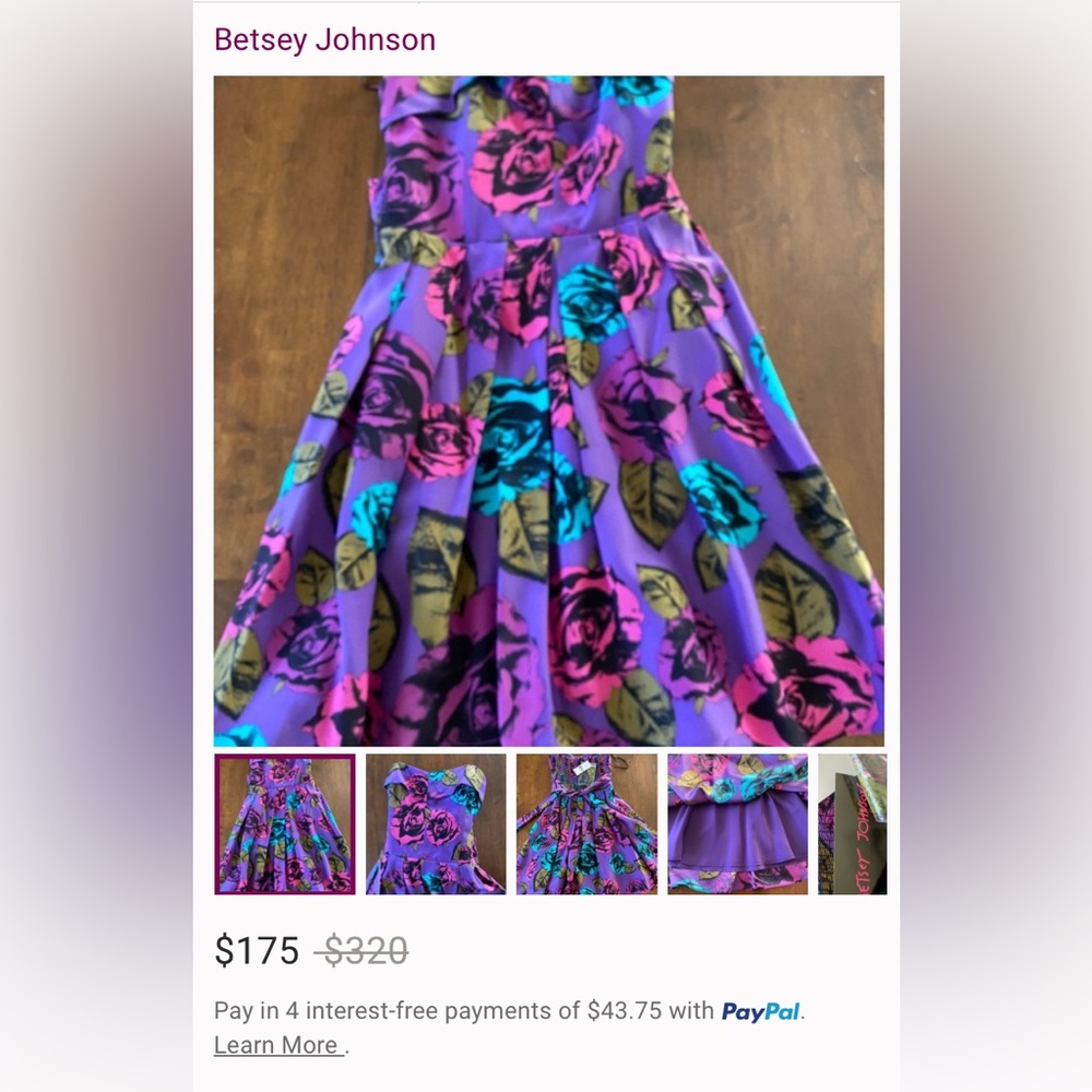 SOLD Betsey Johnson Collection Silk Rose Party Dress • Size 4 - Picture 4 of 7
